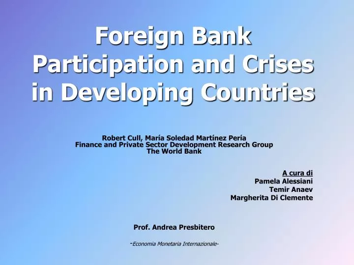 foreign bank participation and crises in developing countries