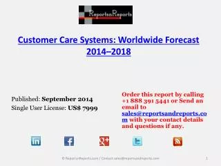 2018 Forecasts on Customer Care Software Systems Industry