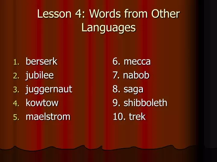 lesson 4 words from other languages