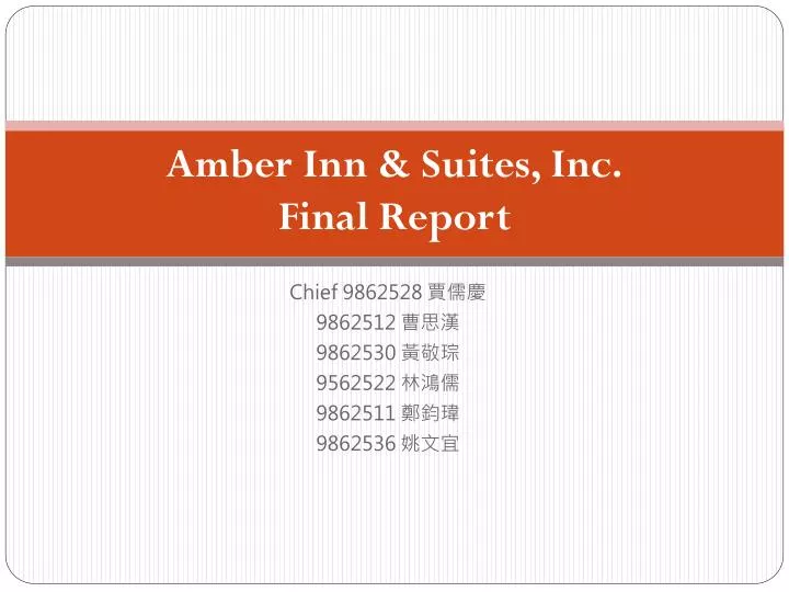 amber inn suites inc final report