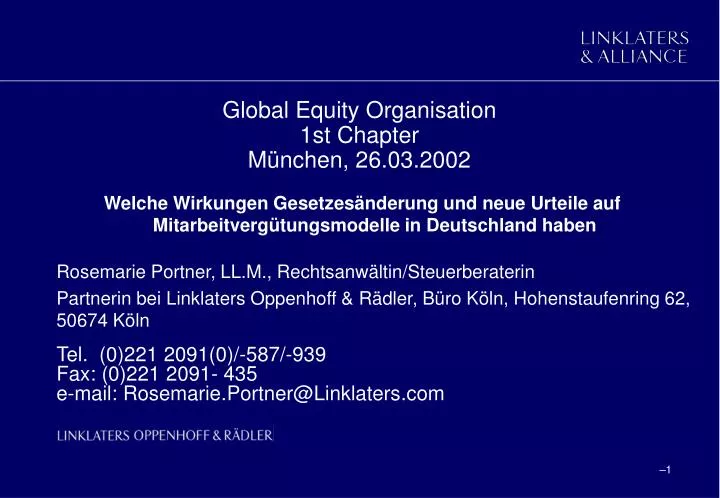 global equity organisation 1st chapter m nchen 26 03 2002