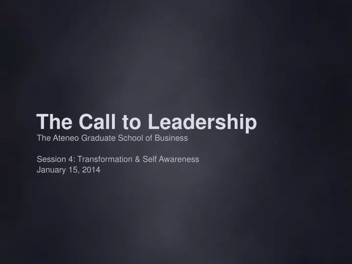 the call to leadership