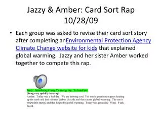 Jazzy &amp; Amber: Card Sort Rap 10/28/09
