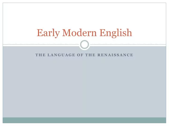 early modern english