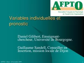 variables individuelles et pronostic