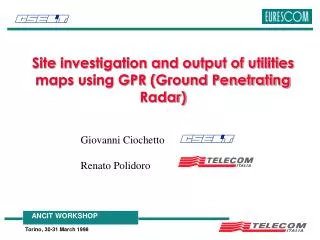 Site investigation and output of utilities maps using GPR (Ground Penetrating Radar)
