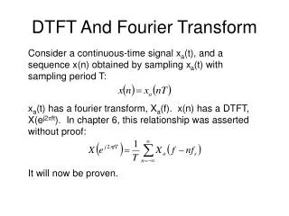 DTFT And Fourier Transform