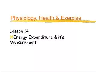 Physiology, Health &amp; Exercise