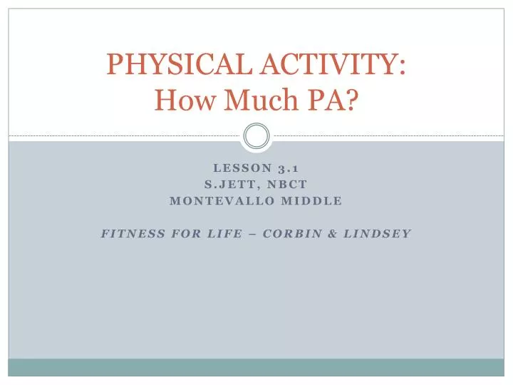 physical activity how much pa