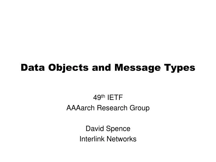 data objects and message types