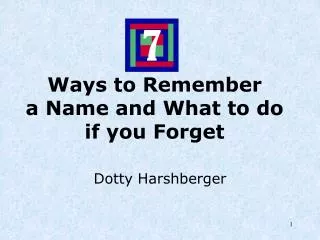 Ways to Remember a Name and What to do if you Forget