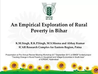 An Empirical Exploration of Rural Poverty in Bihar