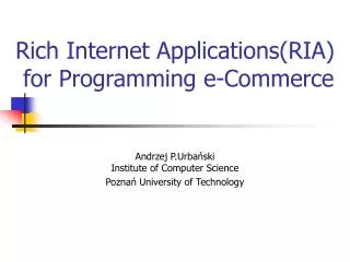 Rich Internet Applications(RIA) for Programming e-Commerce