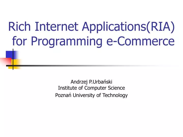 rich internet applications ria for programming e commerce