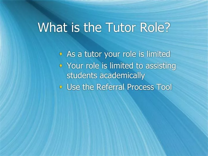 what is the tutor role