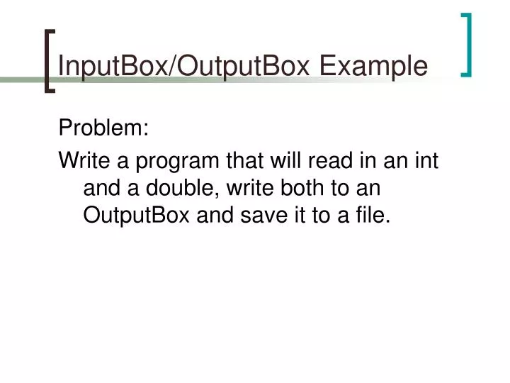 inputbox outputbox example