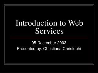 Introduction to Web Services