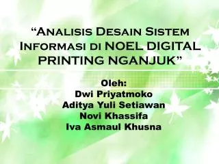 analisis desain sistem informasi di noel digital printing nganjuk