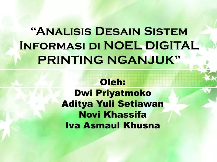 analisis desain sistem informasi di noel digital printing nganjuk