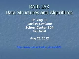 RAIK 283 Data Structures and Algorithms