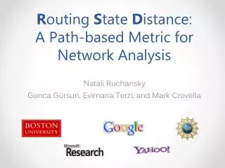 R outing S tate D istance: A Path-based Metric for Network Analysis