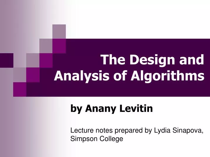 the design and analysis of algorithms