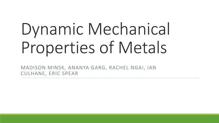 dynamic mechanical properties of metals