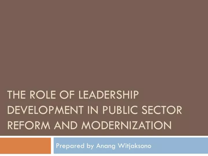 the role of leadership development in public sector reform and modernization