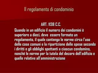 il regolamento di condominio