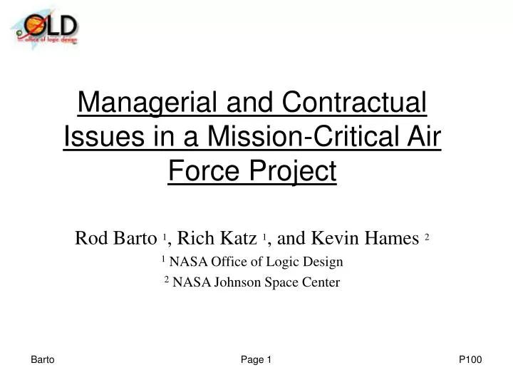managerial and contractual issues in a mission critical air force project