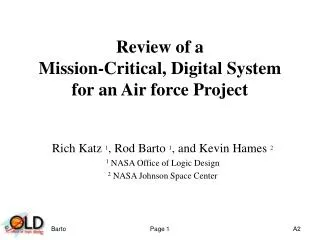 Review of a Mission-Critical, Digital System for an Air force Project