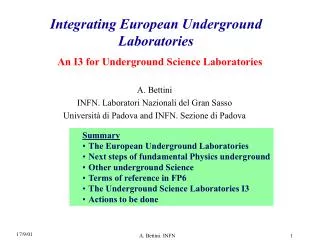 Integrating European Underground Laboratories