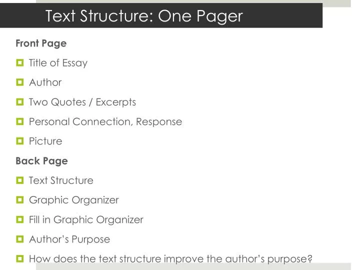 text structure one pager