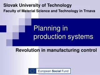 Planning in production systems