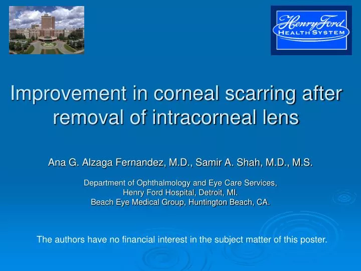 improvement in corneal scarring after removal of intracorneal lens