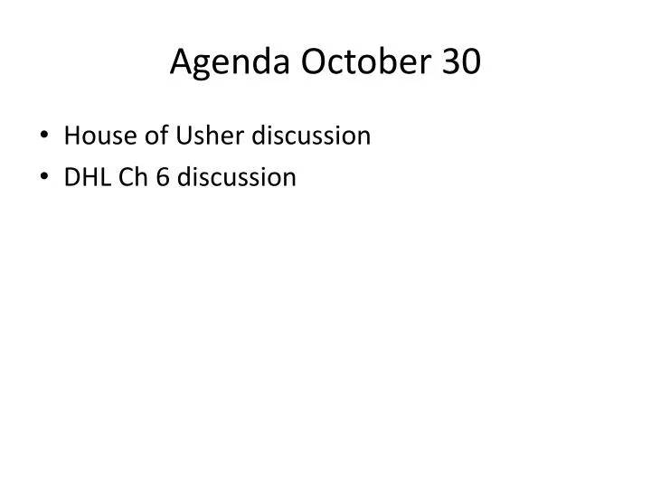 agenda october 30