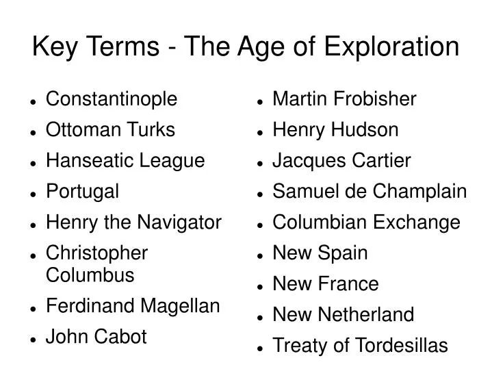 key terms the age of exploration