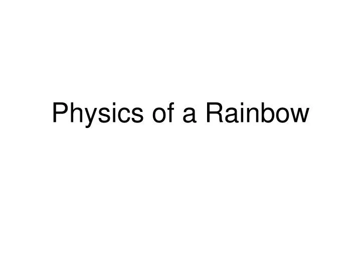 physics of a rainbow
