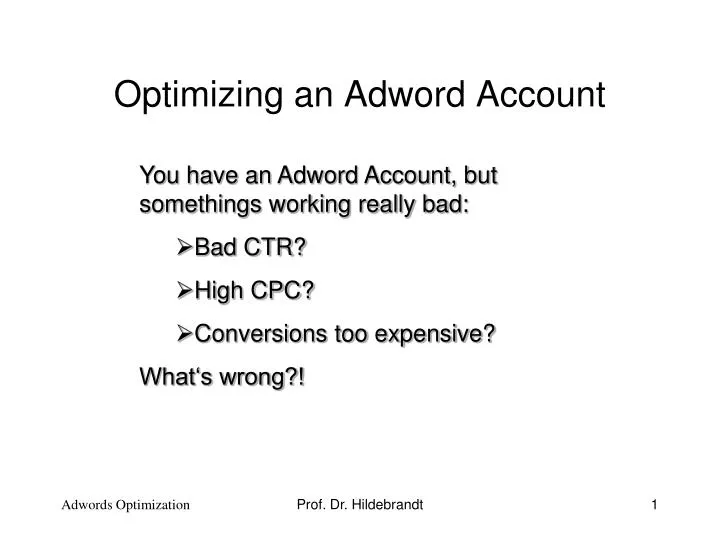 optimizing an adword account