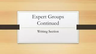 Expert Groups Continued