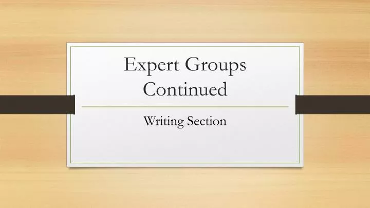 expert groups continued