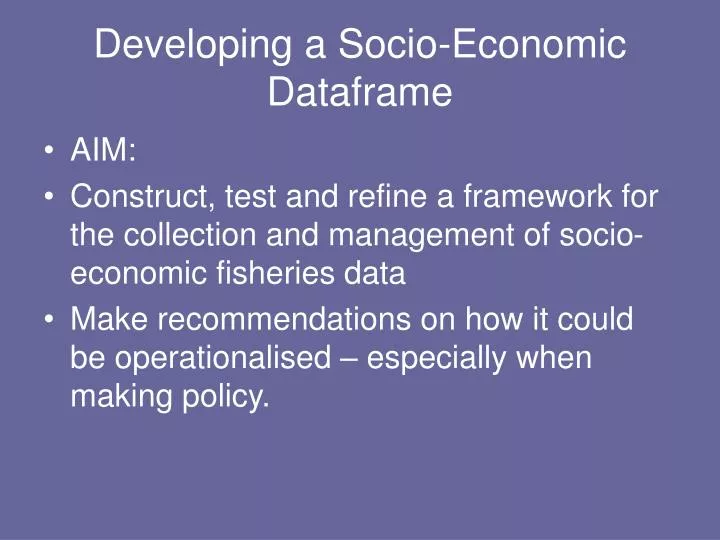 developing a socio economic dataframe