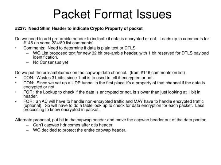 packet format issues