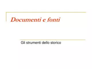 documenti e fonti
