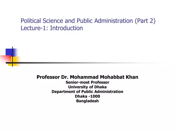 political science and public administration part 2 lecture 1 introduction