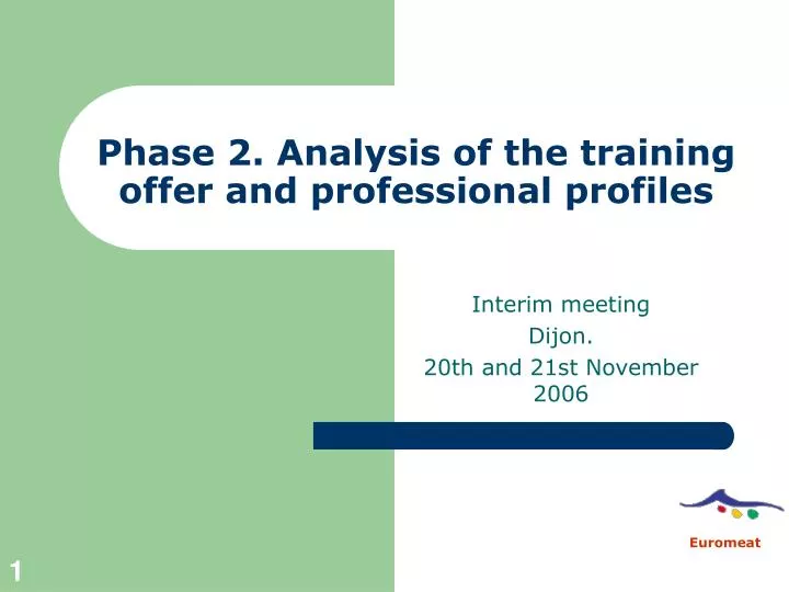 phase 2 analysis of the training offer and professional profiles