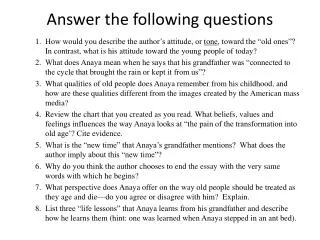 Answer the following questions