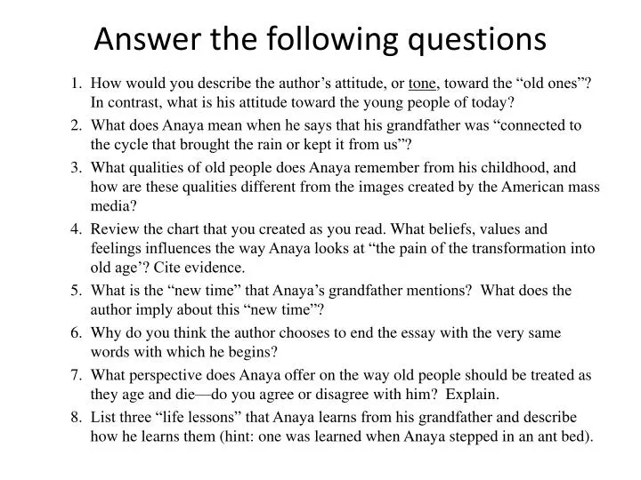 answer the following questions