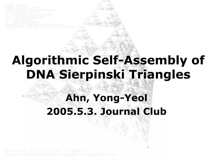 algorithmic self assembly of dna sierpinski triangles