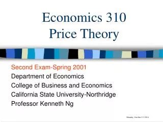 Economics 310 Price Theory